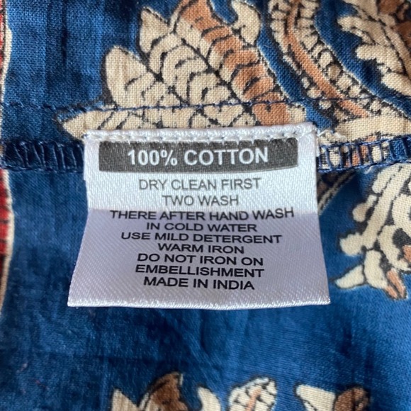 JAIPUR MORNI Paisley Print Long Sleeve Button Front Tiered Mini Dress SZ L Boho - Picture 9 of 9